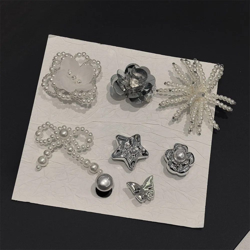 Fashino New 1 Set Mary Jane Ballet Shoe Charms with Flower Beads Pearl Bow Buckle Crystal Shoe Decoration Accessories image 5