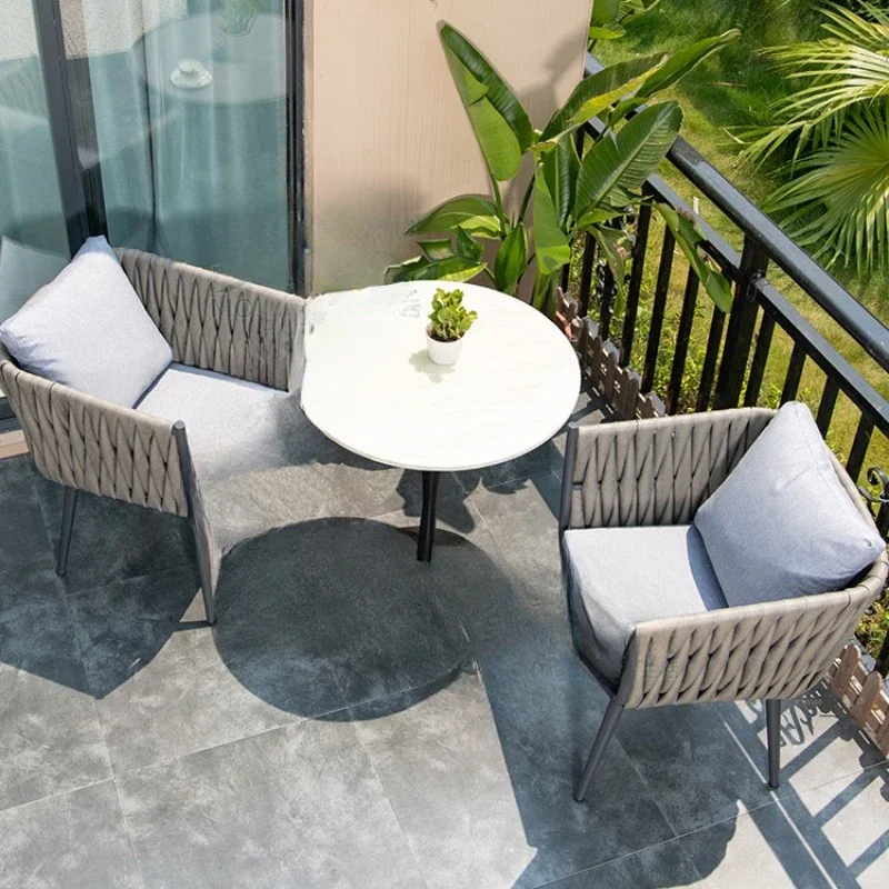 

Balcony three-piece combination of small tables and chairs Nordic light luxury Internet celebrity leisure, coffee table