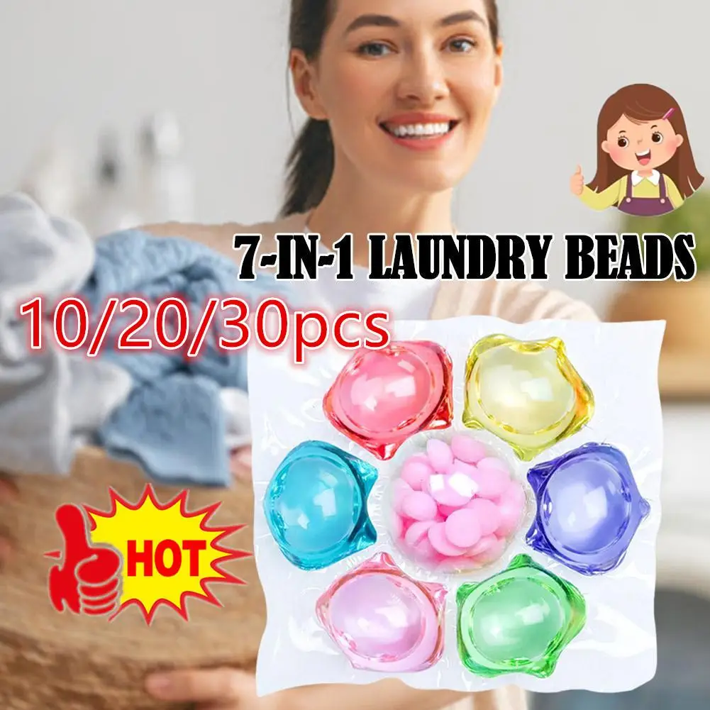 Lot 7-in-1 Laundry Beads Water-soluble Softener Laundry Fragrance Enhancer Laundry Detergent Long-lasting Cleaning Capsules