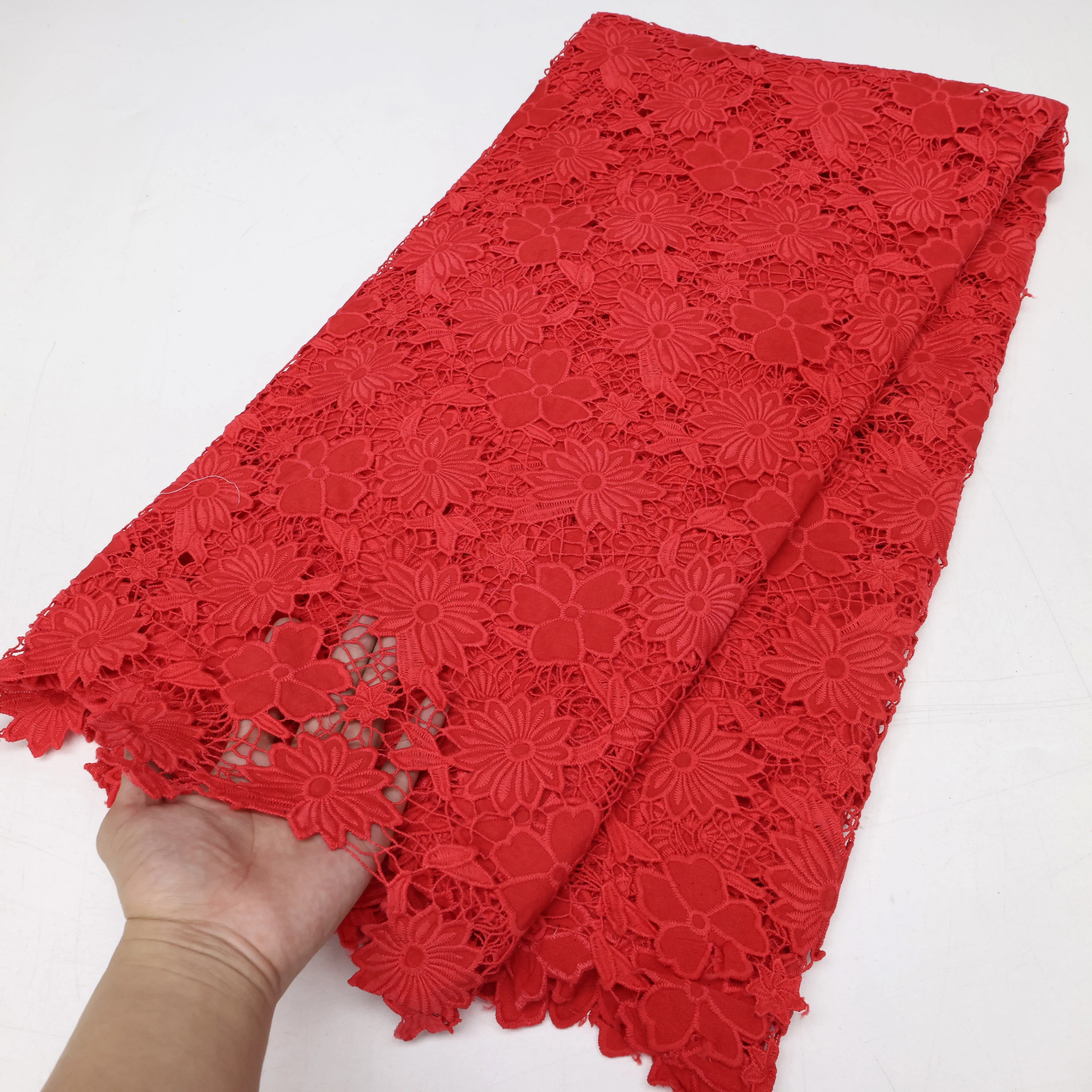 Red African Lace Fabric Sequined Embroidery Nigerian French Mesh Lace Fabric Soft Milk Silk Tulle For Wedding Party Dress