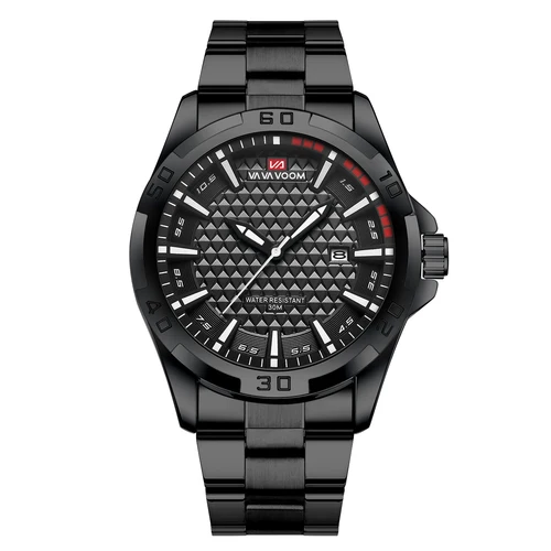 Imagen 2 del producto VA VA VOOM, relojes deportivos informales militares con calendario de cuarzo para hombre, reloj de negocios de acero inoxidable resistente al agua, reloj Masculino