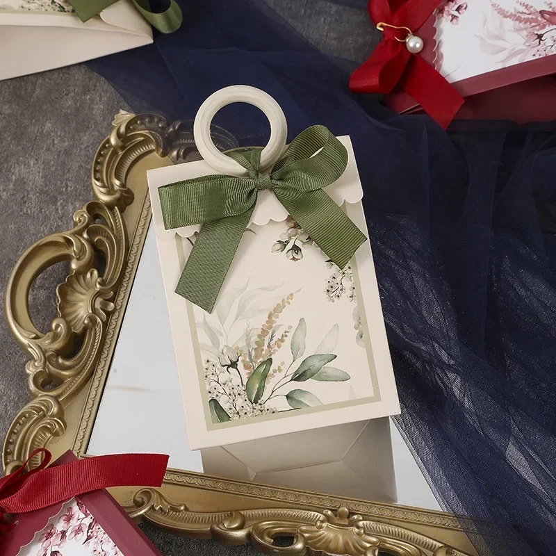 Creative Candy Box Wedding Favor Gifts Packaging Ribbon Pearl Chocolate Cookie Boxes Baby Shower Festive Birthday Party Supplies