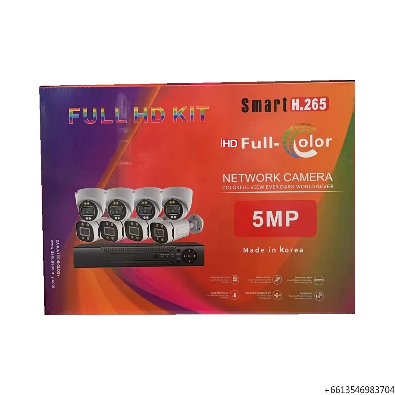Wired Camera Kit 8 Camera 1080P Full Color 1TB 3.6mm Lens Motion Detection Store Using CCTV Kit