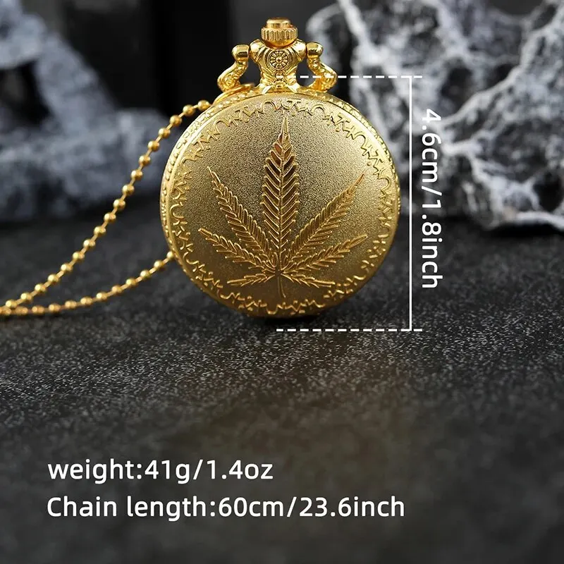 Best Gifts Quartz Pocket Watch Design Maple Leaf Necklace Pendant Pocket Watch Clock for Mens Womens