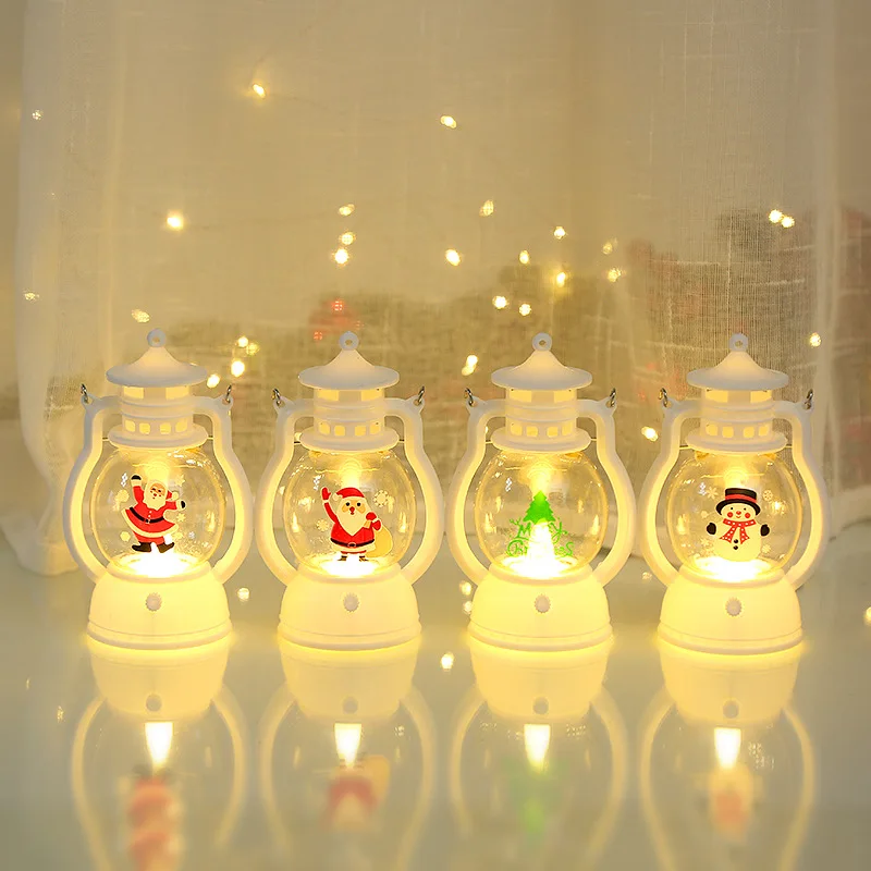 Christmas Lantern, Retro Christmas Mini Lantern Hanging LED Small Oil Light Electric Lantern Oil Lamp for Stage Decoration