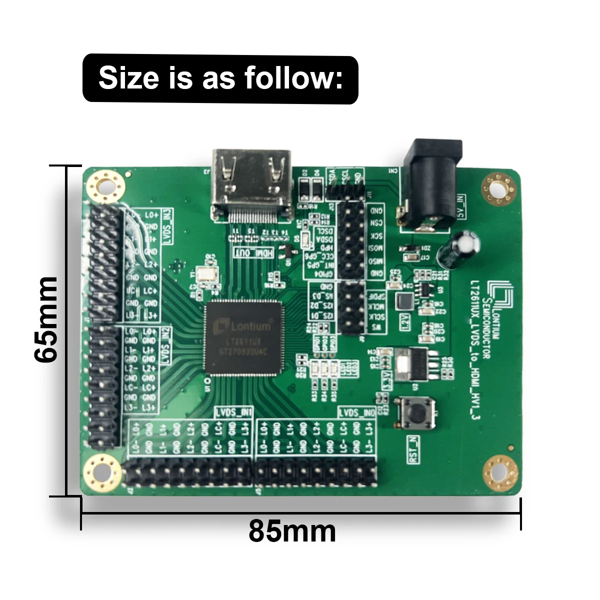 

LT2611UX-4/2-Port LVDS to HDMI 2.0 Transmitter,Support SPDIF and 8-channel I2S audio input
