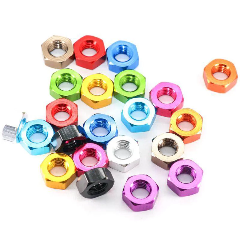 M3 6061 Aluminum Alloy Hex Thin Nuts, Fine Thread Flat Lock Nuts, Color Anodized for Lightweight & Decoration Fastening