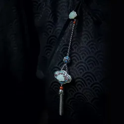 925 Silver Natural Hotan Jade Pendant Exquisite Enamel Lotus Flower Brooches for Women National Style Hanfu Jewelry Accessories