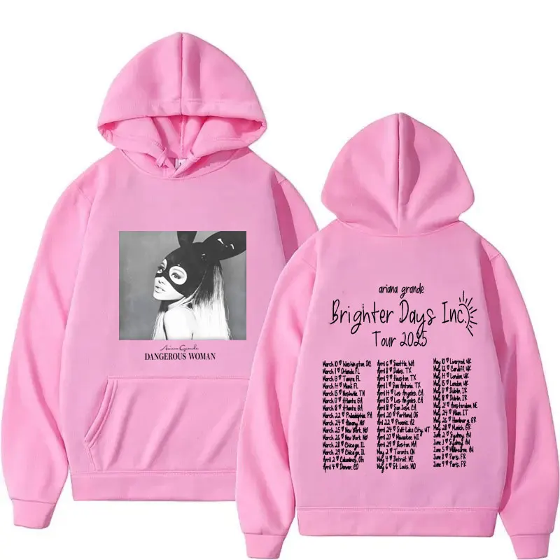 سترة بغطاء للرأس من ألبوم Singer Ariana Grande Brighter Days Harajuku للرجال والنساء بغطاء للرأس مطبوع على الموضة للرجال والنساء بلوفرات ملابس خروج للجنسين #2