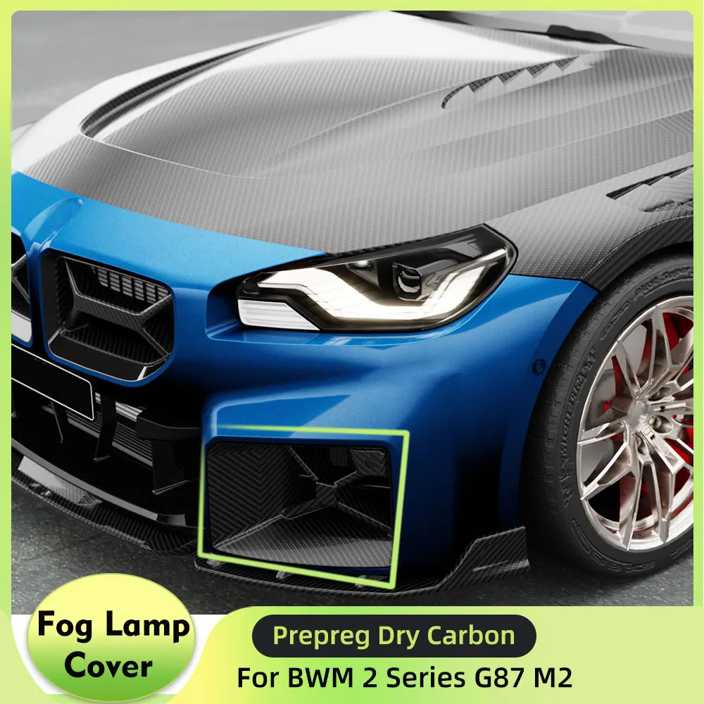 Car Front Fog Lamp Grill Air Vent Cover Trim for BWM 2 Series G87 M2 Coupe 2022UP Prepreg Dry Carbon Vent Trim 1Pair