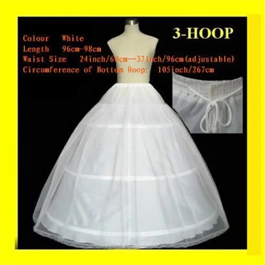 

3 Hoop Ball Gown Bone Full Crinoline Petticoat Wedding Skirt Slip 2024