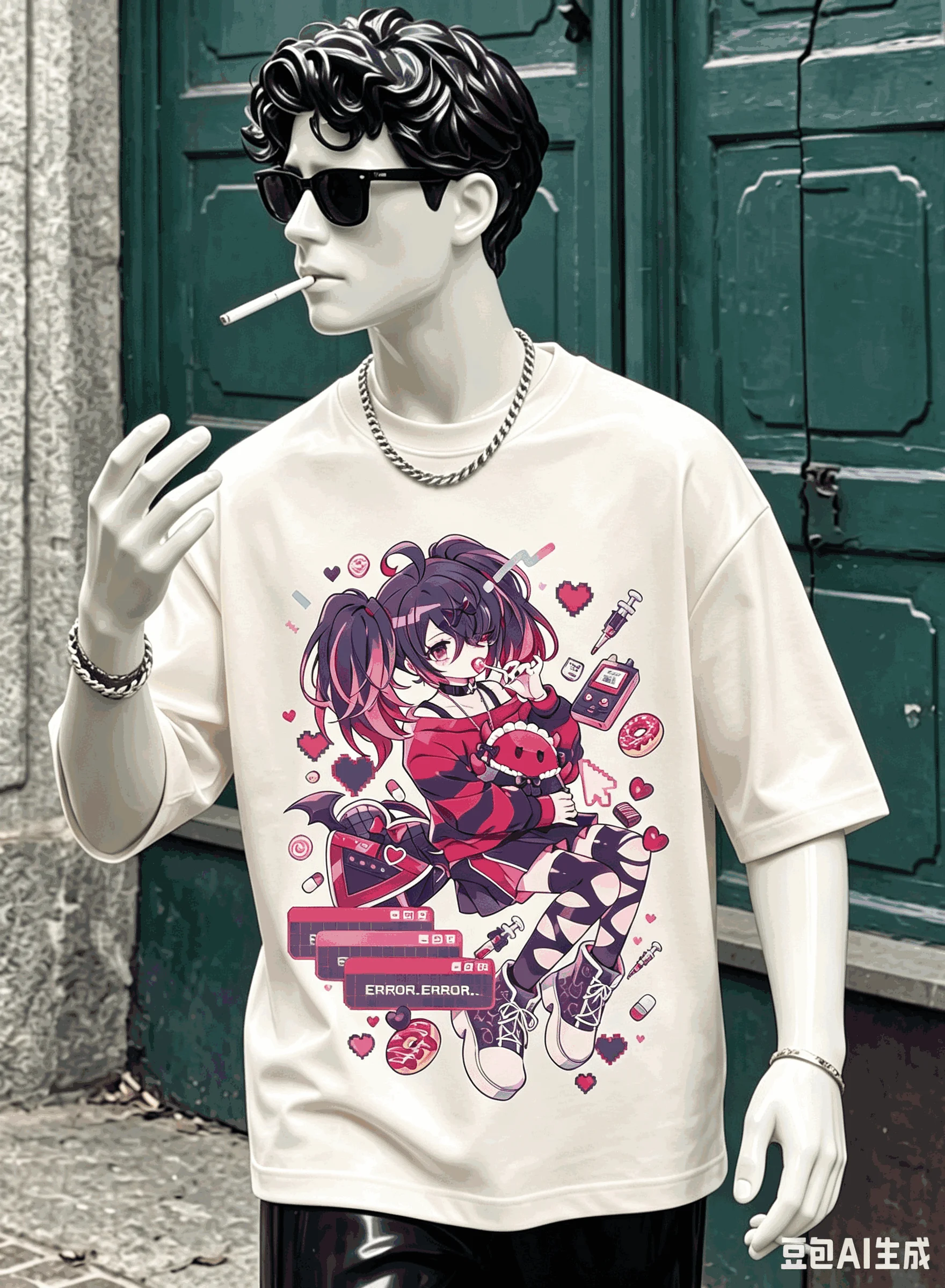 Needy Streamer Overload Übergroßes Unisex-T-Shirt mit Grafikdruck und Rundhalsausschnitt für Männer und Frauen, hochwertig, Y2k, kurze Ärmel, atmungsaktiv – Detail 9