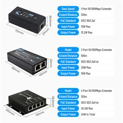 1/2/4 Port PoE Extender 100Mbps with IEEE802.3af Poe Extender for NVR Ip Camera AP IP Port Max Extend 120m Transmission Extender