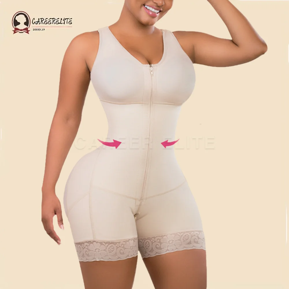 Fajas Colombianas Shapewear for Women Slimming Tummy Control Post Surgery Full Body Shaper Butt Lifter with Zipper Crotch Corset