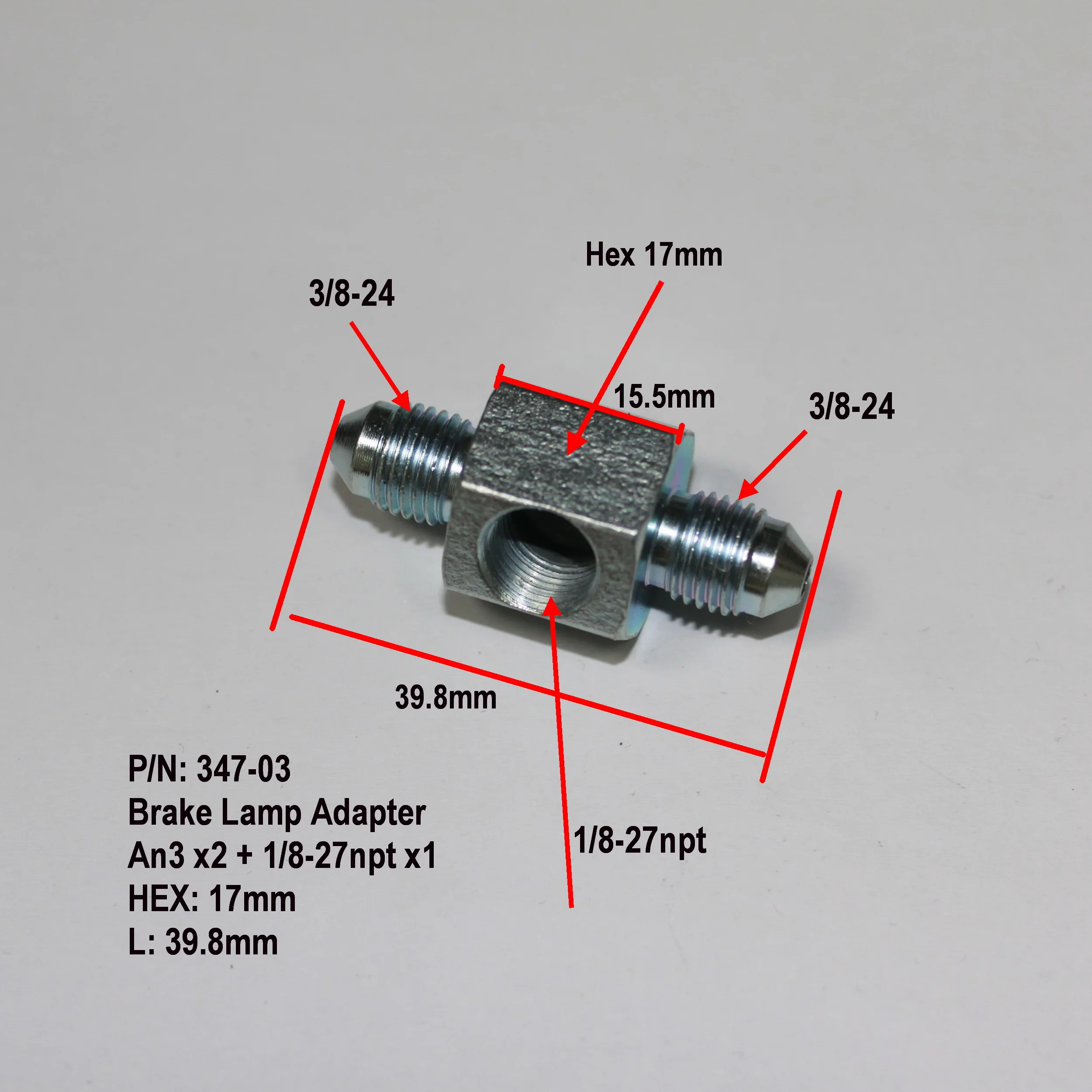 347-03 AN3 Brake Line Switch Lamp Adapter 1/8npt