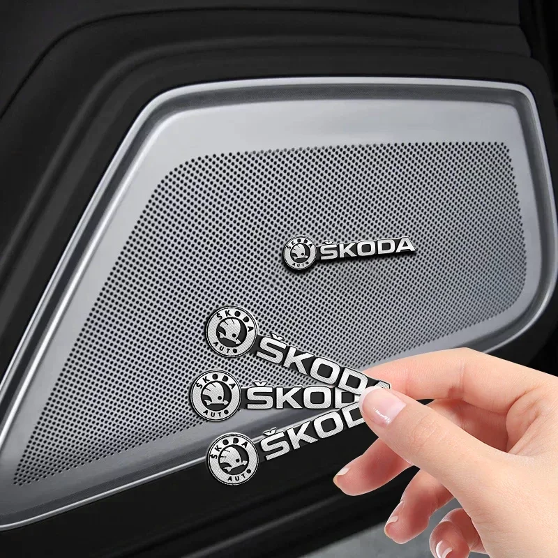 Aluminum 3D Car Decorate Audio Emblem Stickers Stereo Badge Decal For Skoda Octavia A5 A7 RS Fabia Superb Accessories Car-Stylin