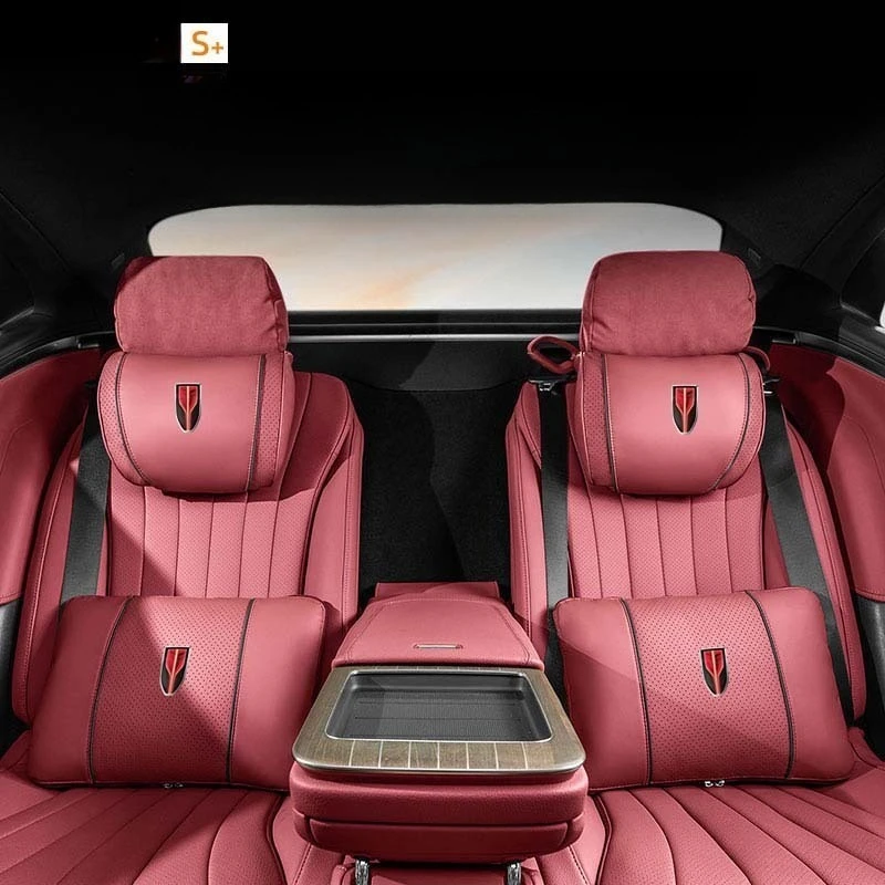For Hongqi H5 H9 HS3 HS5 HS7Car Multi-functional Foldable Pillow Travel Blanket  Nappa Leather Lumbar Support Headrest Pillow