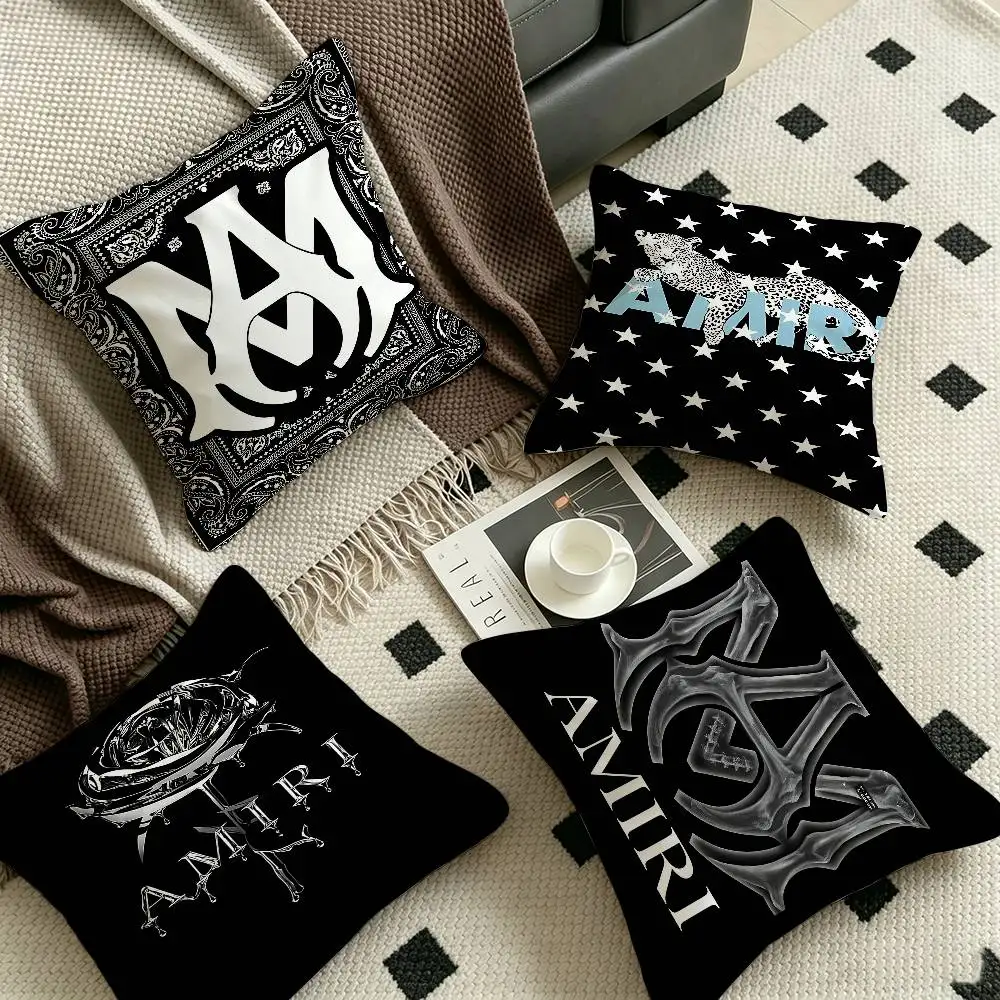 A-AMIRI LOGO Cushion Cover Car Throw Pillow Case For Sofa Car Christmas Gift 40x40cm 45x45cm