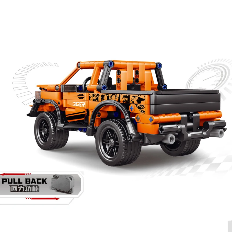 City Truck Vehicle Pickup Heavy Cargo Transport Model Building Blocks Machinery Shop Van Creative Carriage Harvester Car Kid Toy