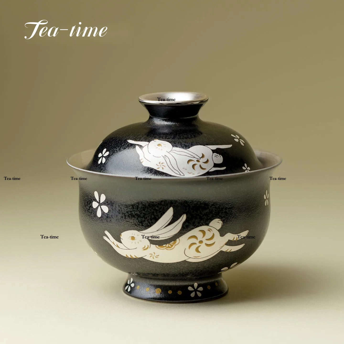 Gilded Silver Gaiwan Creative Silver Ceramic Tea Bowl Rabbit Aesthetic Cups  Tool Cup Kung Fu Dawan Cover Bowl Puer Chinese Clay