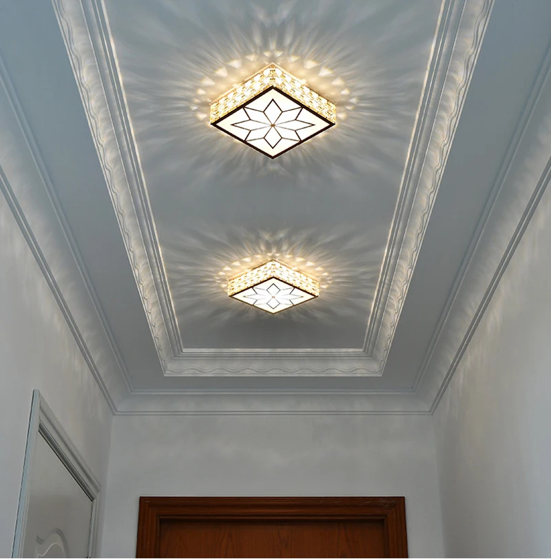 

Modern Flower Gold Design Crystal Ceiling Aisle Lights Fashion Corridor Stairs Entrace Plafonnier Lamp for Porch Hall Lighting