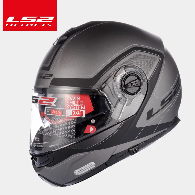 LS2 FF325 Modular Flip Up Helmet Dual Visor Anti Fog Full Face Large Size Built-in Bluetooth Four Seasons Motorcycle Casco Moto