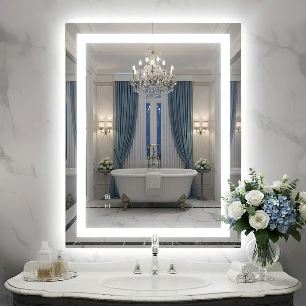 

28X36 Inch LED Bathroom Mirror with Lights, rontlit+ Backlit Bathroom Vanity Mirror or Wall, Ultra-Clear Tempered Glass, Shatter