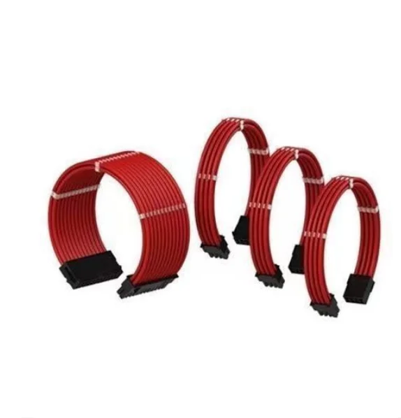 25cm Computer power supply desktop graphics card 6+2/4+4/24p power supply CPU module white red woven mesh extension cable