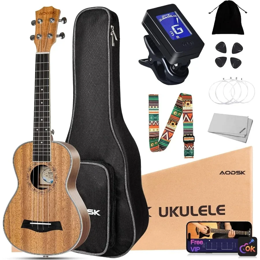 

Гавайская гитара-сопрано для начинающих из красного дерева с 21-дюймовым корпусом, полный комплект, включая ремешок для сумки для концертов, тюнер с нейлоновыми струнами, 3 выбора ткани a