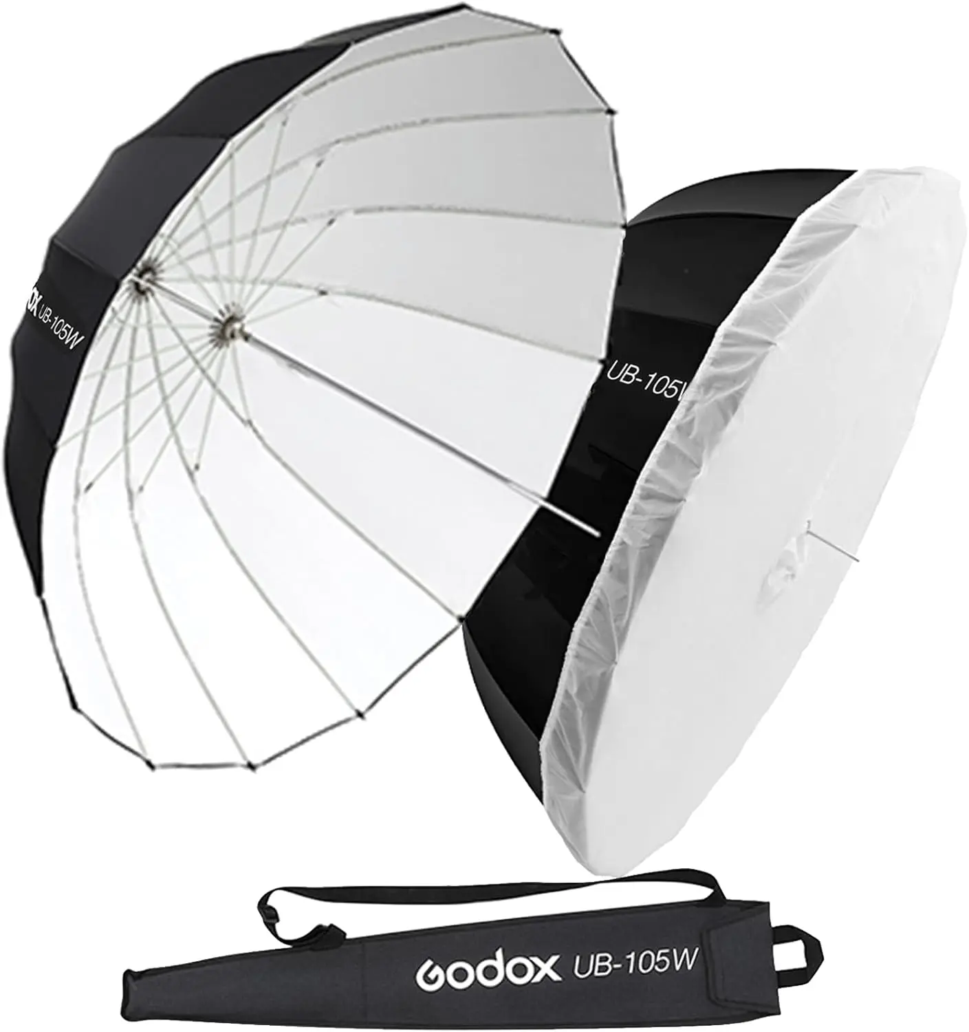 

41.3" / 105cm Parabolic Deep Reflective Umbrella White Inner with Diffuser Cover for Studio Photography