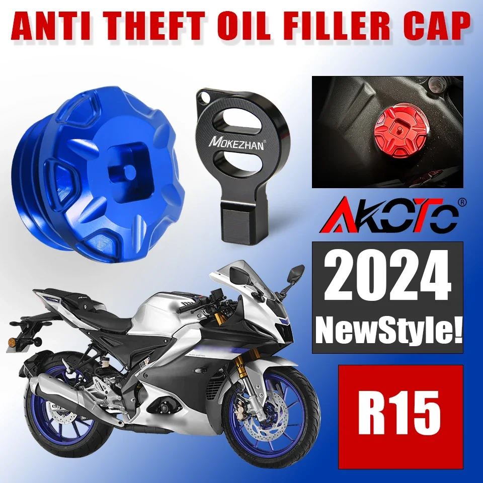 

NEW Motorcycles Anti theft Oil Filler Cap Engine Oil Plug Cover For YAMAHA YZF-R15 YZFR15 YZF R15 V3 V4 Accessories 2017-2024