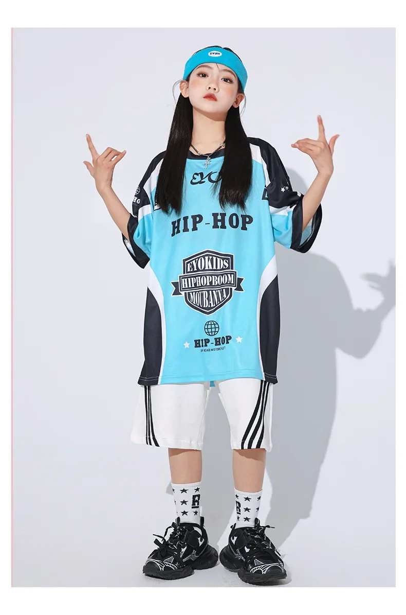 T-shirt hip-hop ad asciugatura rapida hip-hop allentata della Corea del Sud per bambini Pantaloni casual Bello costume da ballo