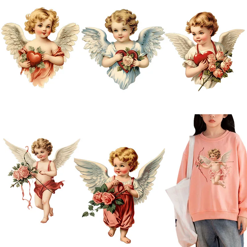 Retro Mythology Angel Boys and Girlschildren iron on transfer for clothing dtf transfers ready to press Heat Transfer Printing