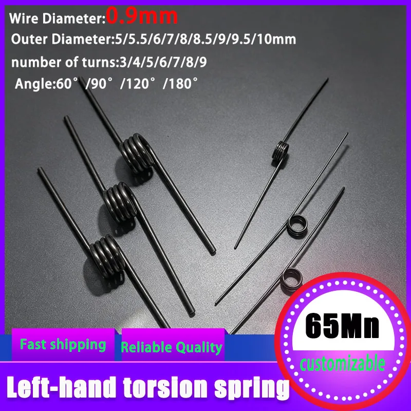 0.9mm Wire Dia Spring Steel Left Twist V-Shape Mini Hairpin Torsion Spring,60/90/120/180° Rotary Reset Mechanical Spring