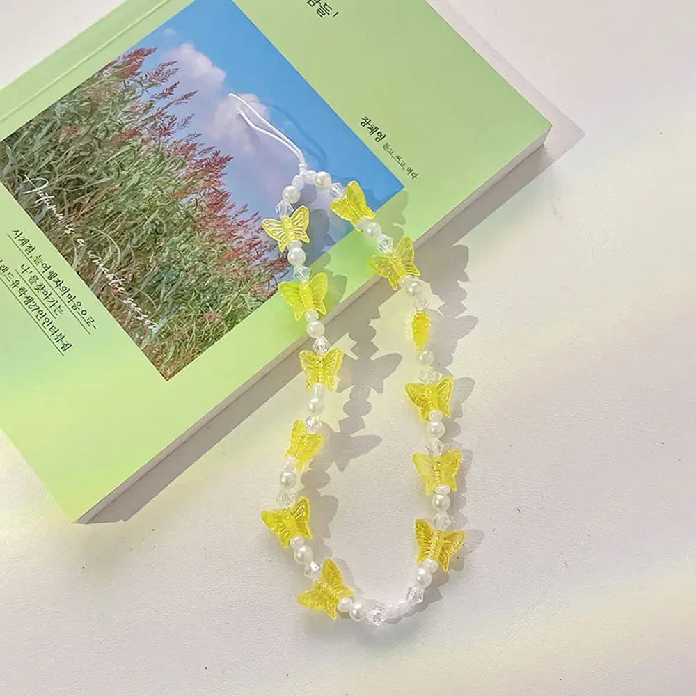 

Telephone Cord Phone Lanyard Charming Gifts Hanging Rope Anti-Lost Rope Mobile Strap Beaded Chain Butterfly Phone Chains