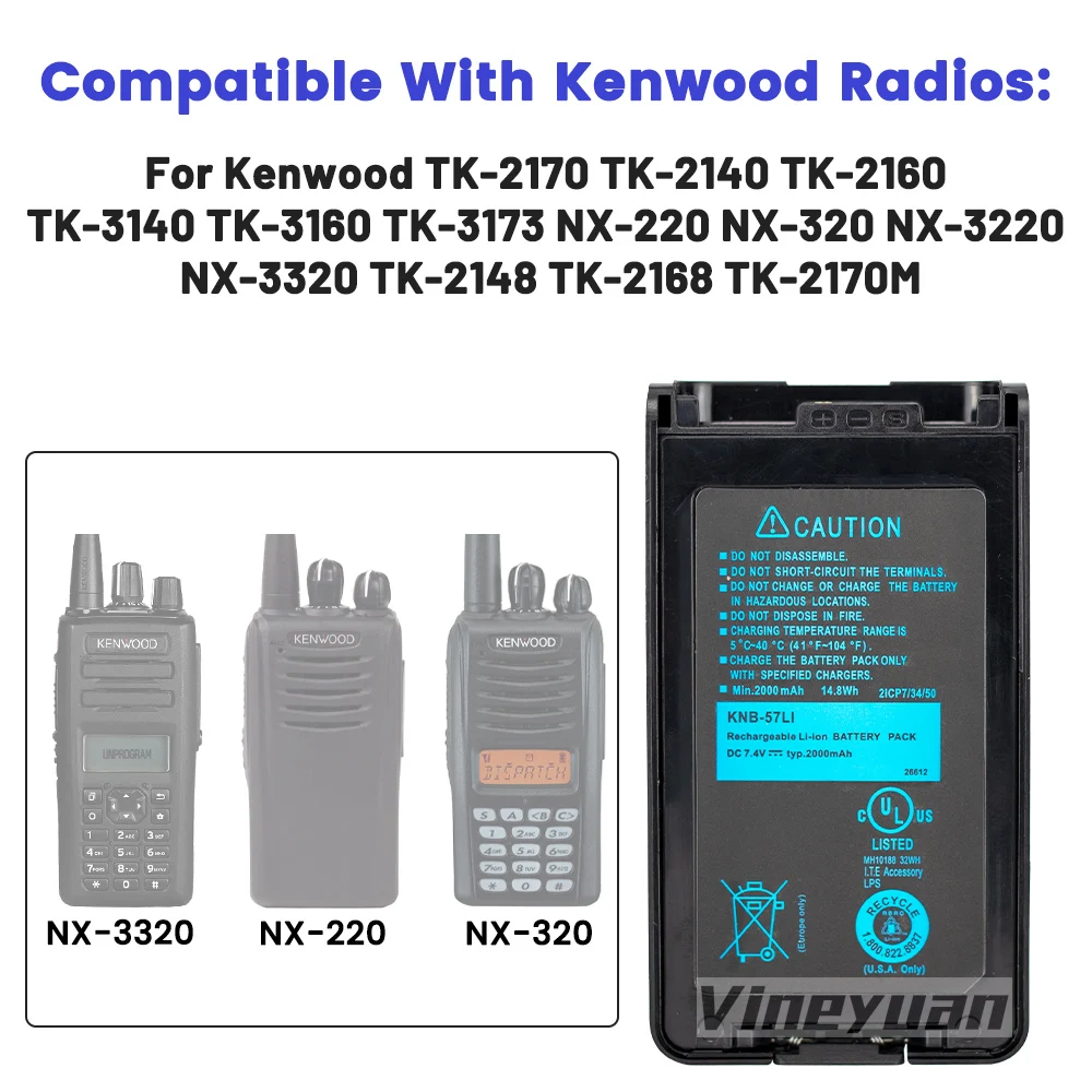 10PCS KNB-57L 2000mAh Ersatz Batterie für Kenwood NX-220 NX-320 TK-2140 TK-3160 TK-2170 TK-3140 KNB-55L KNB-35 Zwei Weg Radio