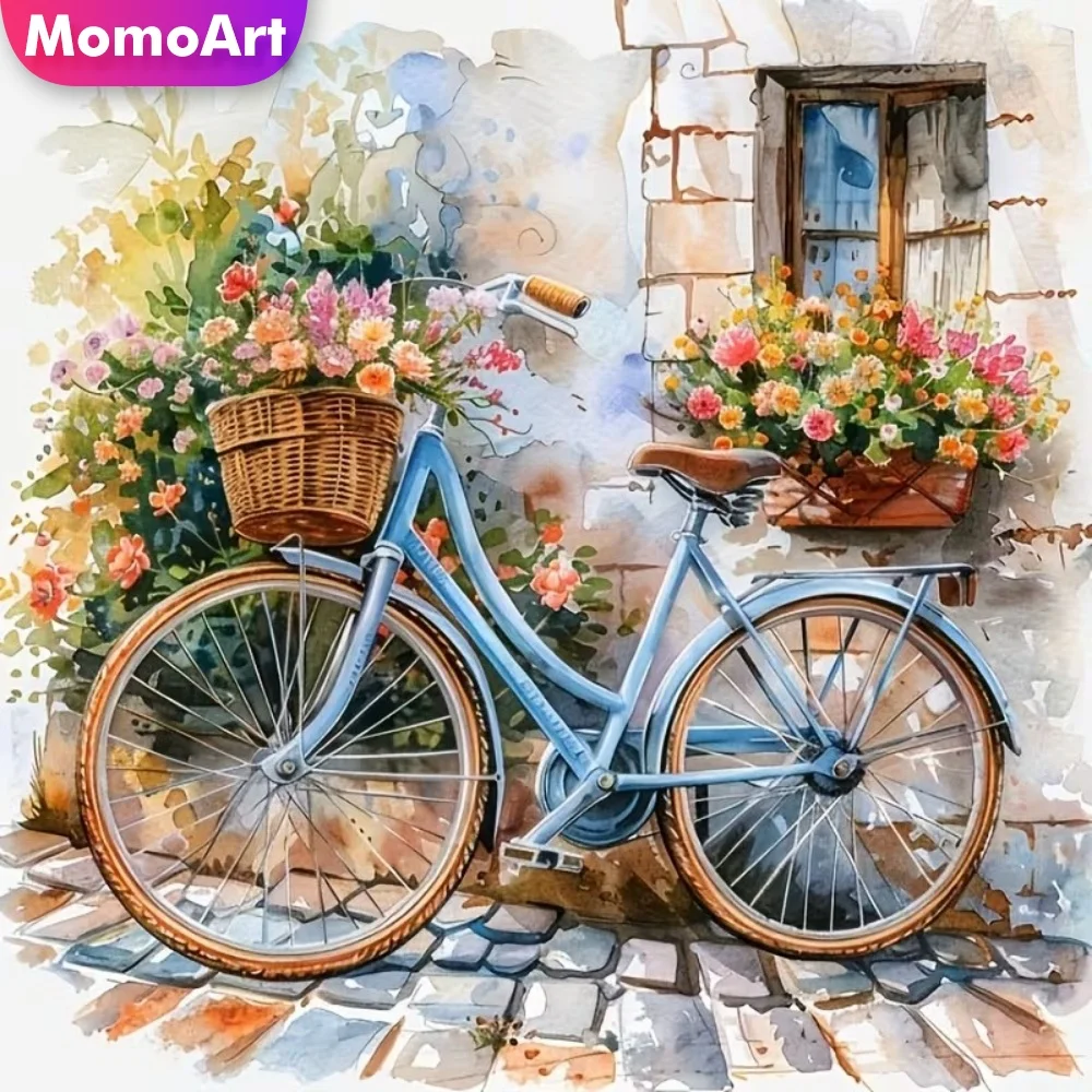 Momoart Diamond Painting Fahrrad-Landschaft Neuerscheinung Diamant-Mosaik Blumen DIY Neue Kollektion Stickerei Heimdekoration