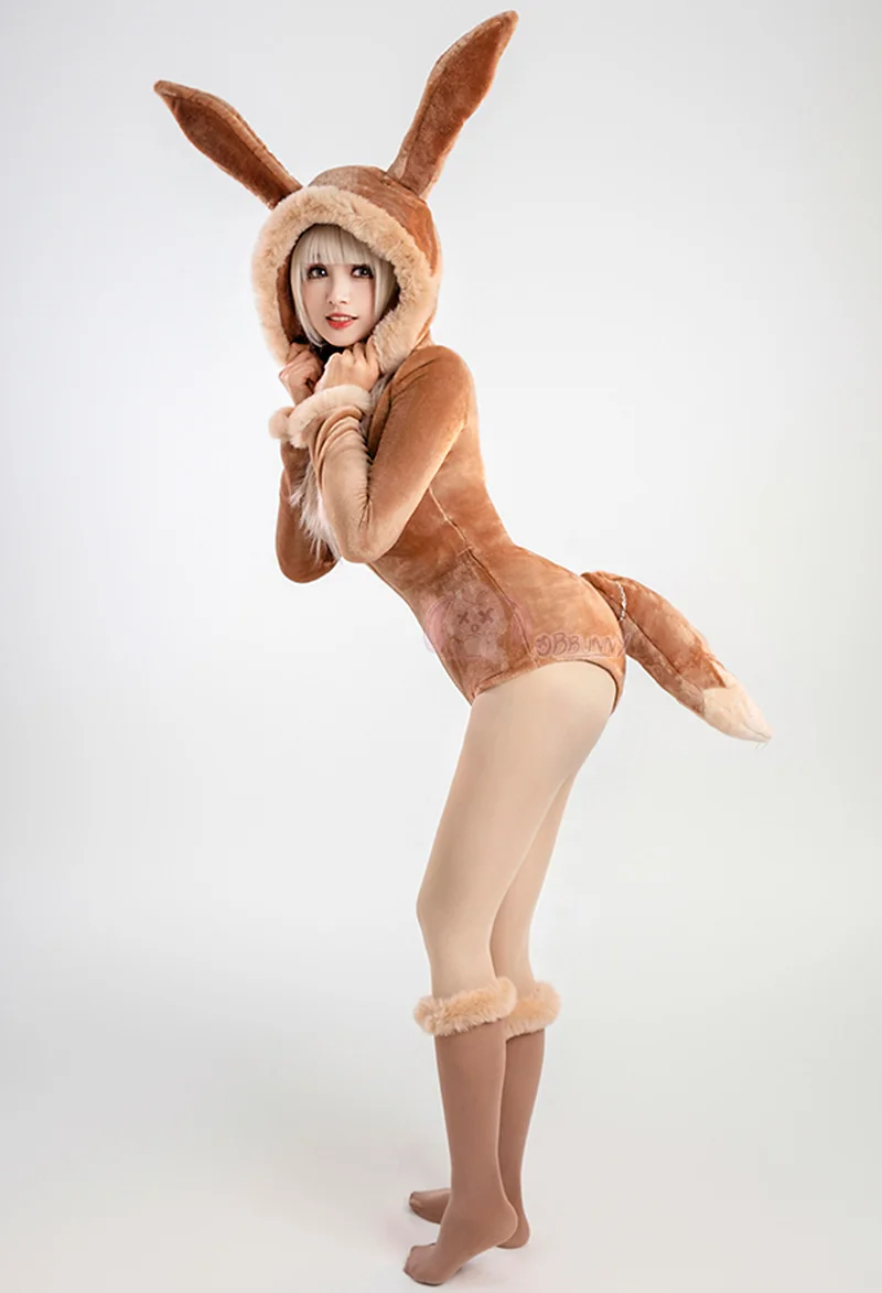 

Anime Character Role-Playing Gifts Original Eevee Plush Cosplay Hot Girl Cute Anime Soft Clothing Jumpsuit Set With Hat And Tail