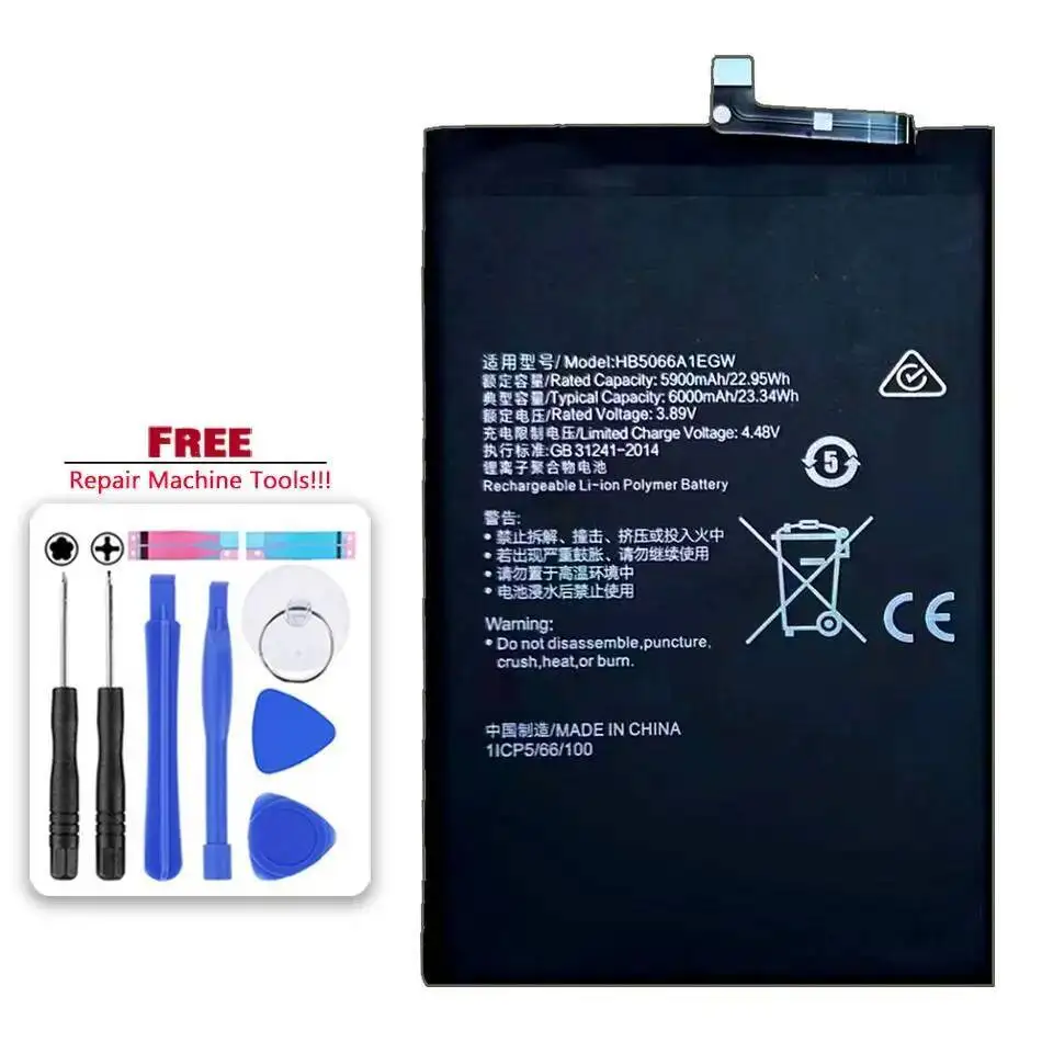 

HB5066A1EGW Сменный аккумулятор премиум-класса для мобильного телефона для Huawei Honor Play 40 Plus Rky-AN00 X7A 71T 5G 6000 мАч