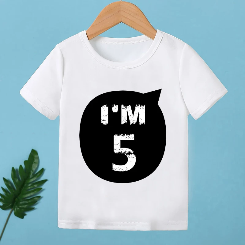 2025 Children Happy Birthday I\'M 1 2 3 4 5 6 7 8 9 Years Number Print Funny T-shirts Boys & Girls Baby Tops Kids Summer T shirt