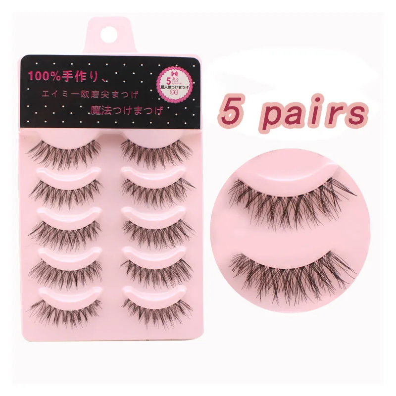 Japanese Manga False Eyelash Handmade Reusable Natural Messy Eyelash Transparent Stem Tail Stretching False Eyelash Makeup Tools