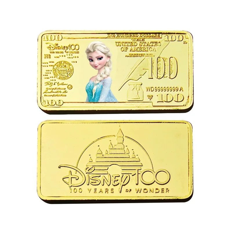 Disney Princess Elsa, Schneewittchen vergoldet, kommungsaktiv, 100er US-Dollar-Bullion, Goldbarren-Kartenabzeichen, tolle Geschenke