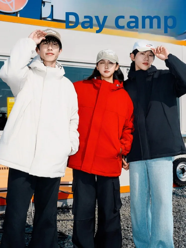 

Американская утепленная зимняя куртка для мужчин: повседневное теплое хлопковое пальто на молнии с капюшоном, длинными рукавами, однотонное, молодежный стиль