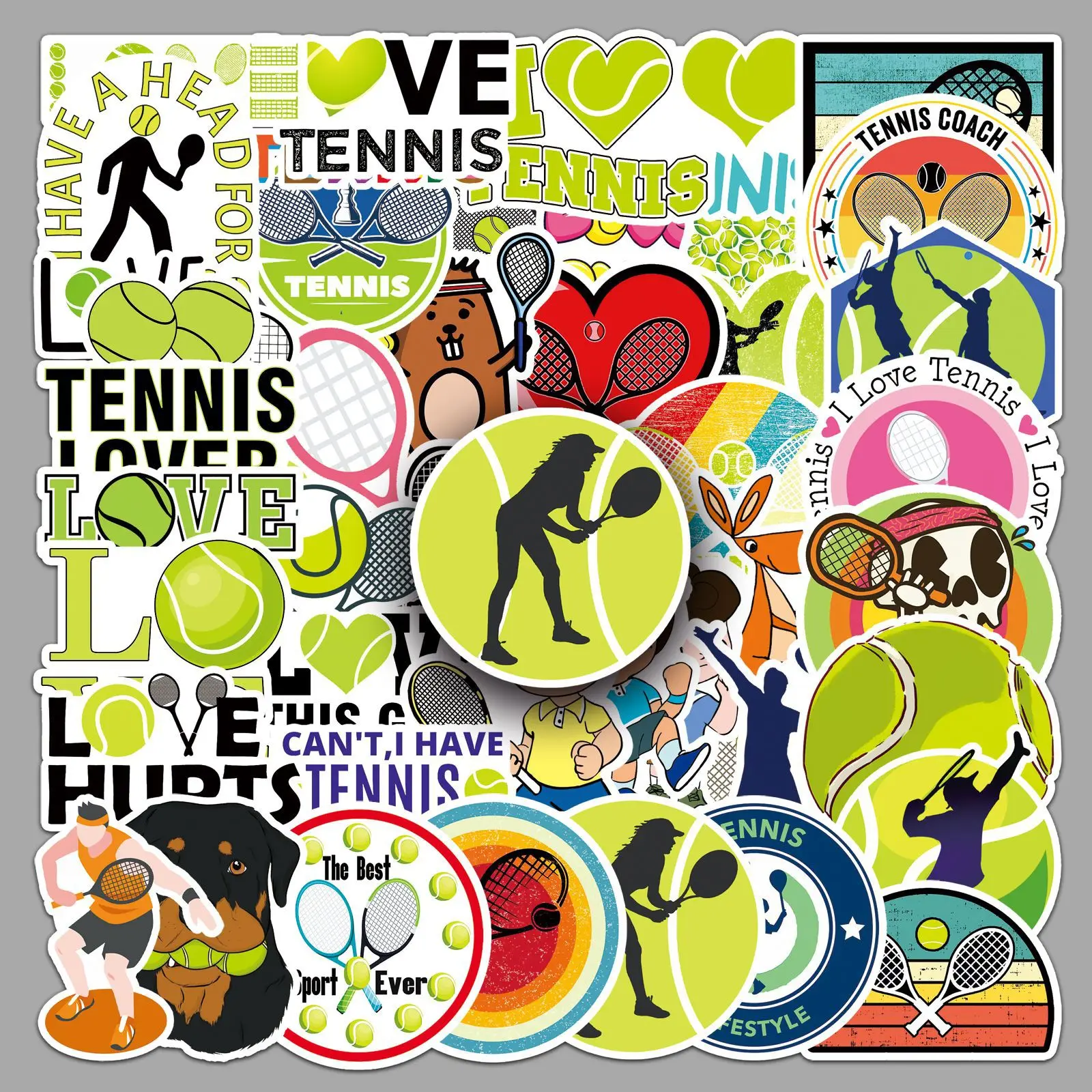 

10/30/50Pcs Tennis Graffiti Decorative Stickers Personalized Sports Stickers DIY Guitar Water Cup Skateboard Waterproof Stickers