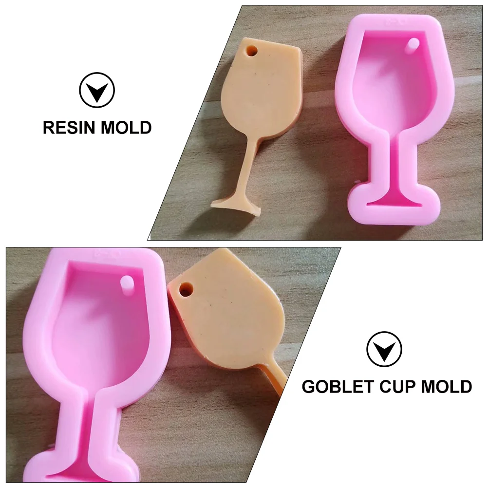 3 Pcs Chocolate Candy Molds Keychain Silicone Resin Mould Pendant Goblet Charms