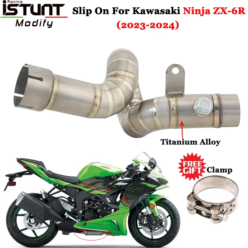 Motorcycle Exhaust Titanium Alloy Escape Systems Slip On For Kawasaki Ninja ZX-6R ZX6R 636 2023 2024 Link Pipe Connect Original