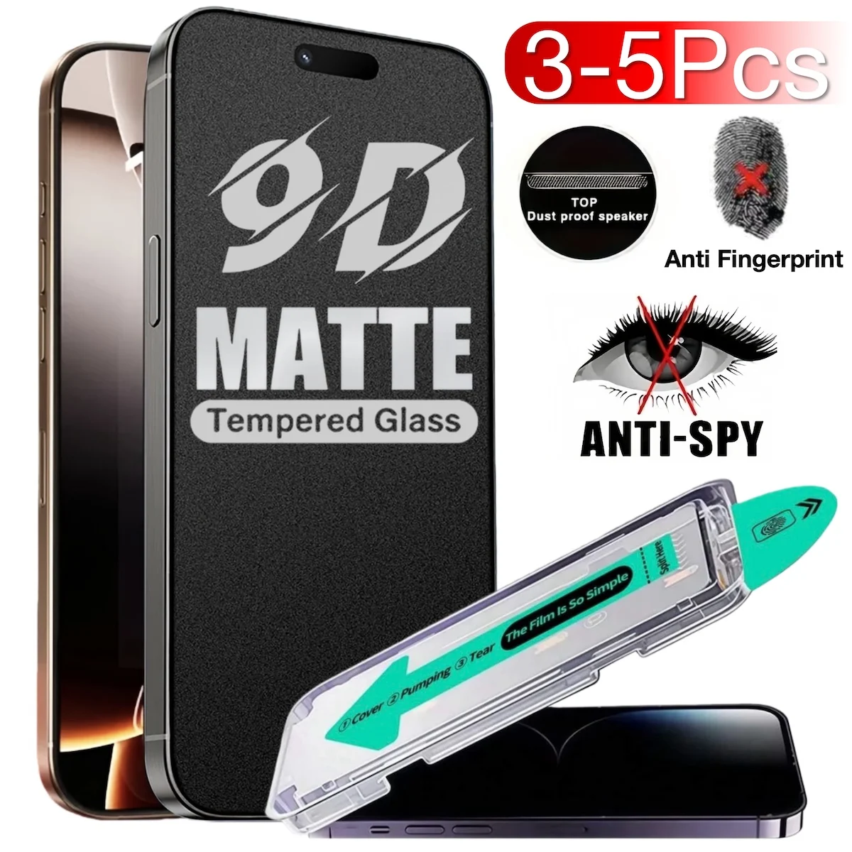

3-5Pcs For Apple iPhone 17 Pro Max Air 16 Plus 15 14 13 12 Mini 11 XS X XR Matte Anti-Spy Screen Protective Tempered Glass 9H