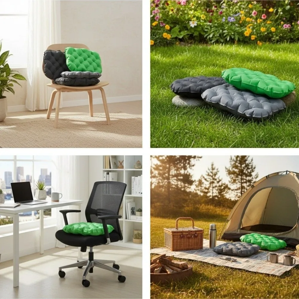 Portable Inflatable Seat Cushion Waterproof Lightweight Camping Chair Air Mat Moisture Resistant Quick Deflate Sitting Pad