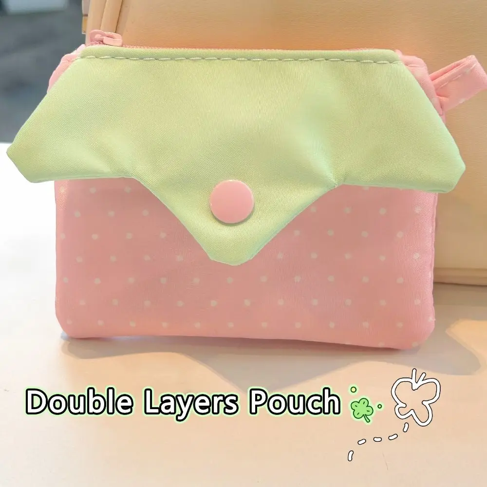 Kawaii Strawberry Coin Purse Portable Zipper Design Mini Cosmetic Bag Polka Dot Lipstick Pouch Small Accessory Storage