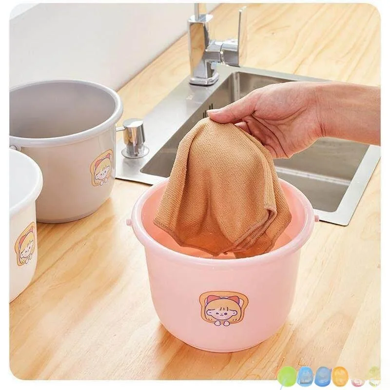 

Plastic Bucket Grey Kitchen Cleaning Tool Children's Toy Storage Bucket Foldable Side Handle Water Bucket Household